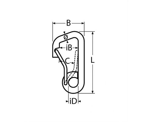 BIGSHIP Mousqueton pompier asymétrique inox Ø6mm